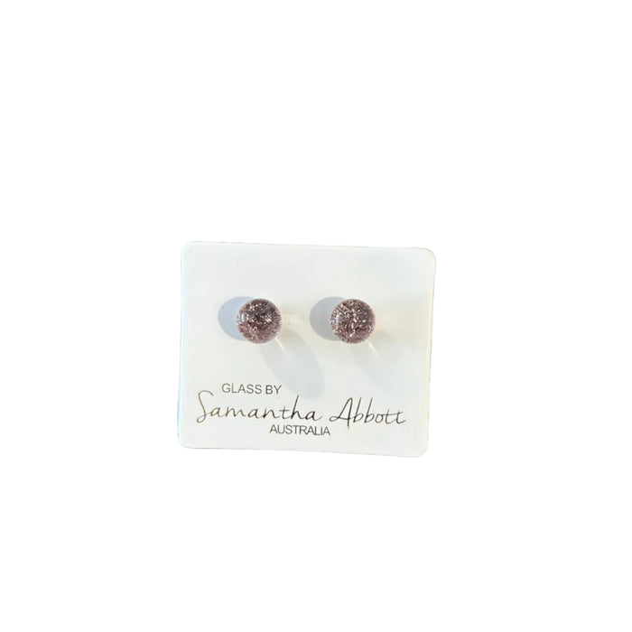 Samantha Abbott - Glass Stud Earrings - Dark Pink Sparkle