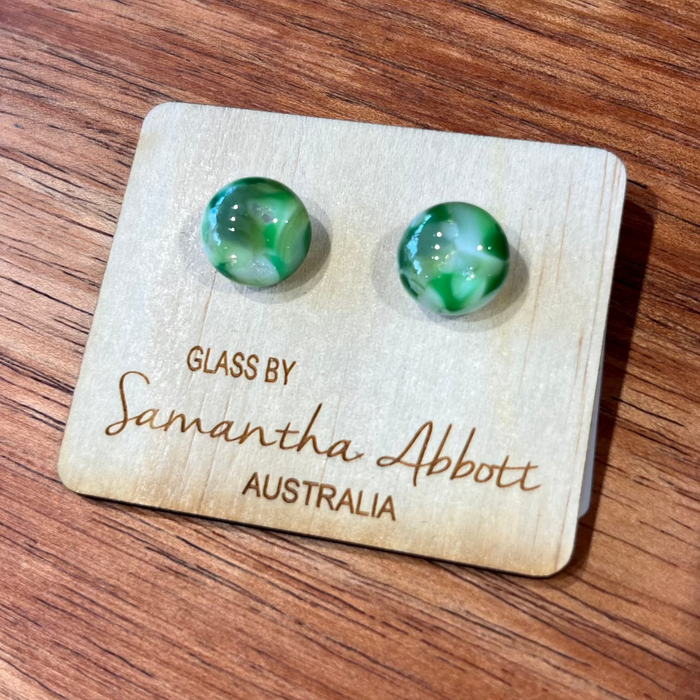 Samantha Abbott - Glass Stud Earrings - Green Galaxy