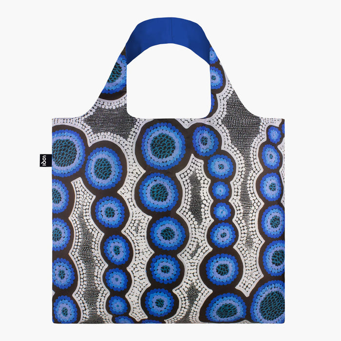 LOQI - Recycled Shopping Bag - Kirsten Nangala Egan - Water Dreaming Blue