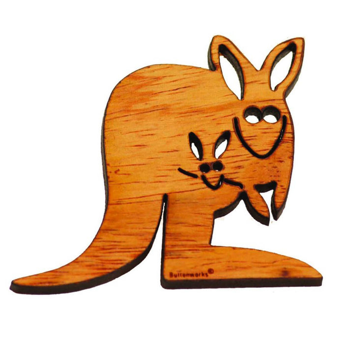 Buttonworks - Timber Magnet - Kangaroo with Joey