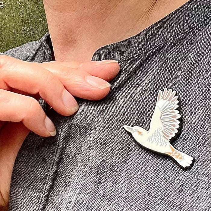 Bridget Farmer - Enamelled Lapel Pin - Kookaburra in Flight