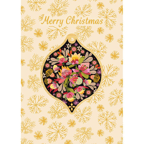 Aero Images - Christmas Card with Wooden Decoration - Kristen Katz - Proteas on Black