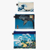 LOQI - Set of 3 Recycled Zip Pockets - Katsushika Hokusai
