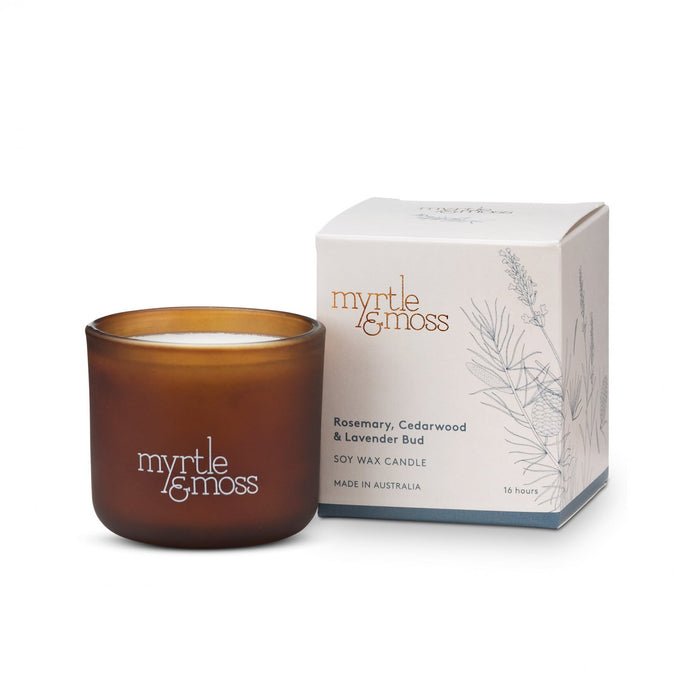 Myrtle & Moss - Soy Wax Candle - Rosemary, Cedarwood & Lavender Bud