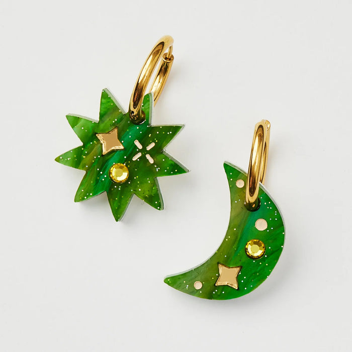 Martha Jean - Day Night Earrings - Moss