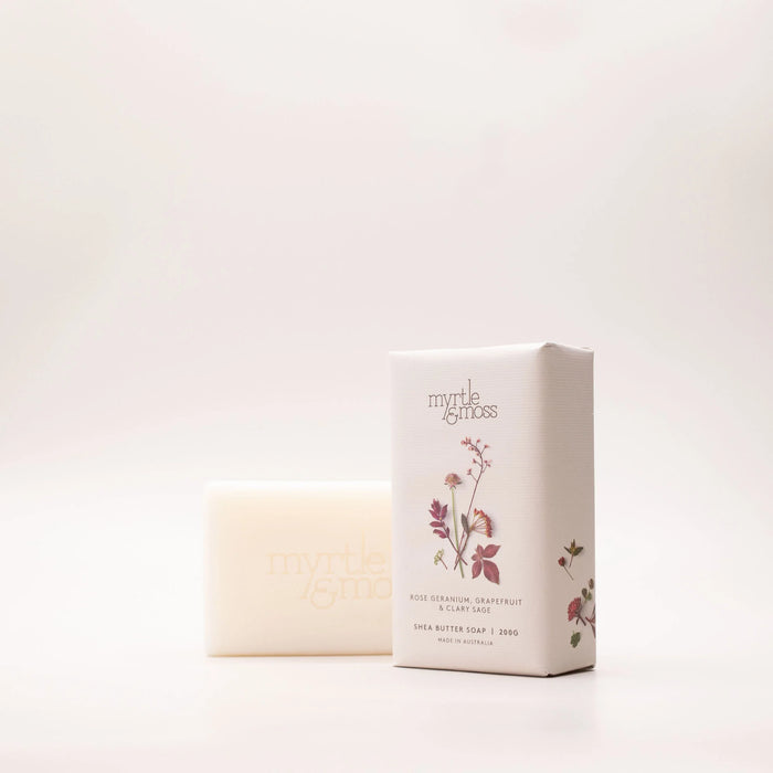Myrtle & Moss - Shea Butter Soap - Rose Geranium, Grapefruit & Clary Sage