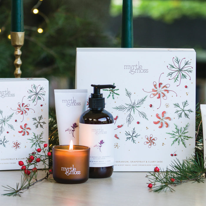 Myrtle & Moss - Christmas Trio - Rose Geranium, Grapefruit & Clary Sage