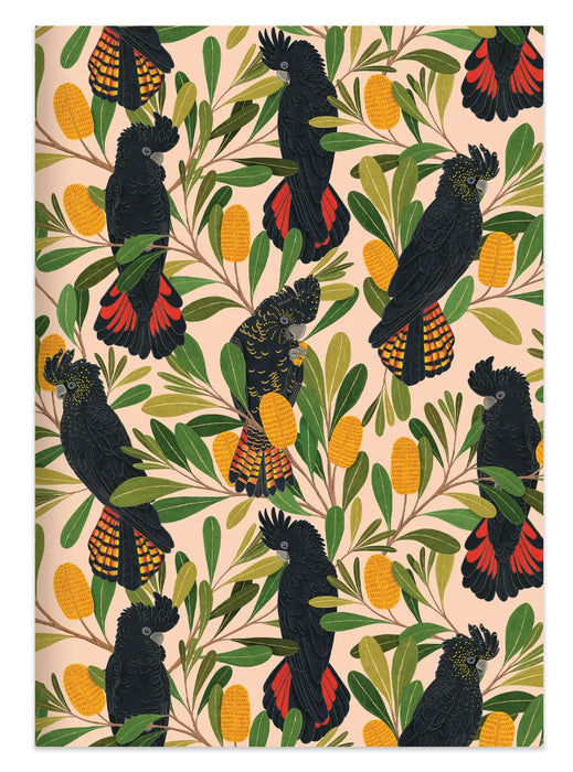 Negin Maddock - Slim Blank Notebook - Cockatoos & Banksia - A5