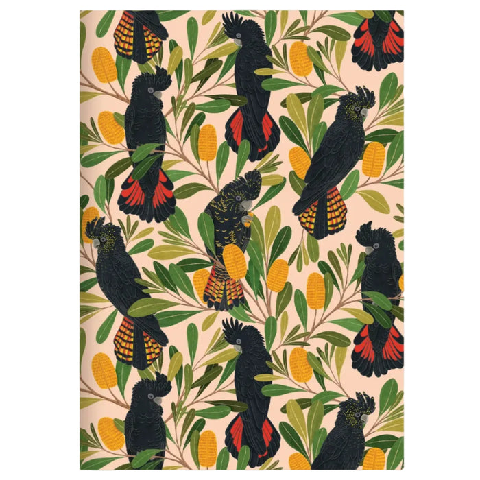 Negin Maddock - Slim Blank Notebook - Cockatoos & Banksia - A5