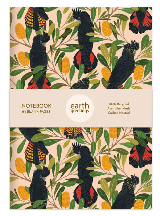 Negin Maddock - Slim Blank Notebook - Cockatoos & Banksia - A5