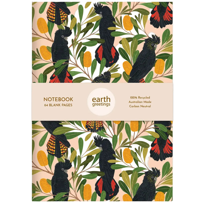 Negin Maddock - Slim Blank Notebook - Cockatoos & Banksia - A5