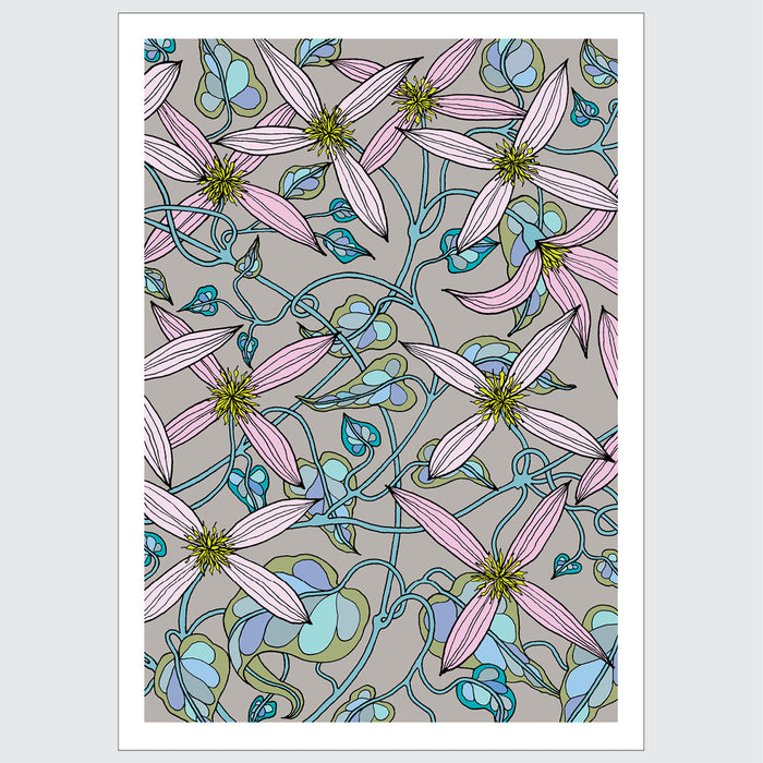 Lorraine Brownlee Designs - Linen Tea Towel - Native Clematis