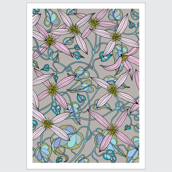Lorraine Brownlee Designs - Linen Tea Towel - Native Clematis