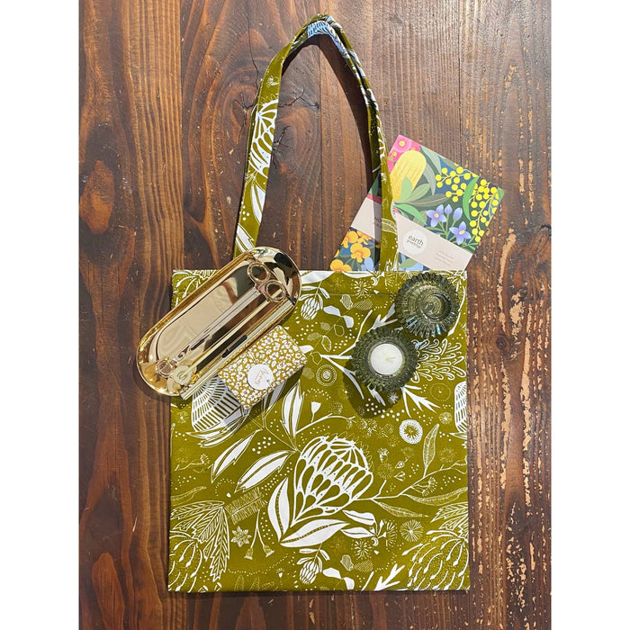 Print Ink Studio - Cotton Tote Bag - Natives - Khaki