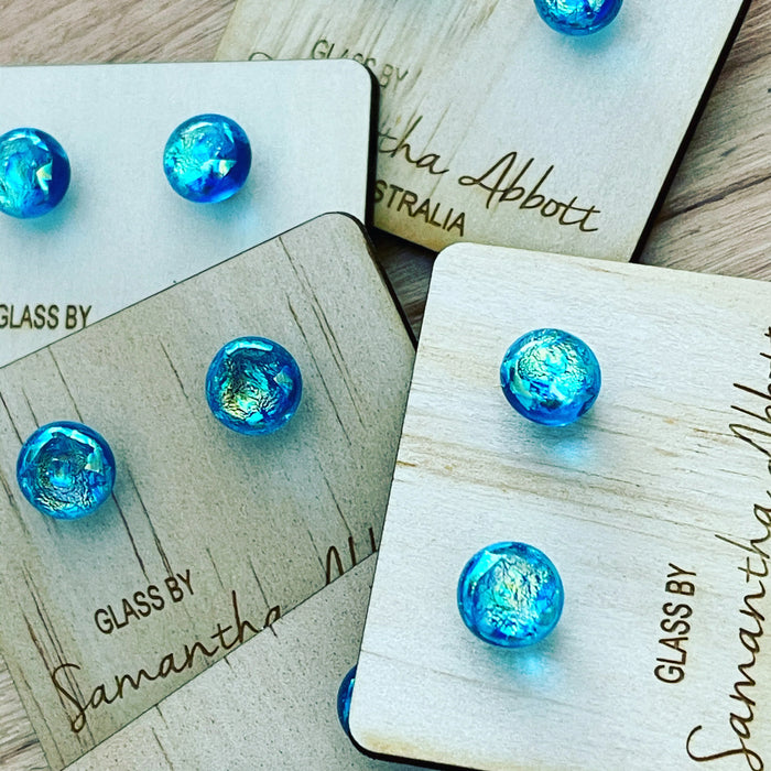 Samantha Abbott - Glass Stud Earrings - Ocean Lustre