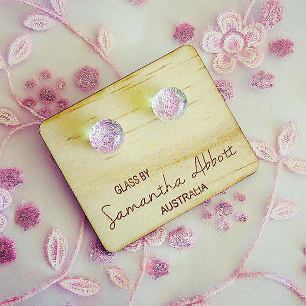 Samantha Abbott - Glass Stud Earrings - Pastel Pink Crystal
