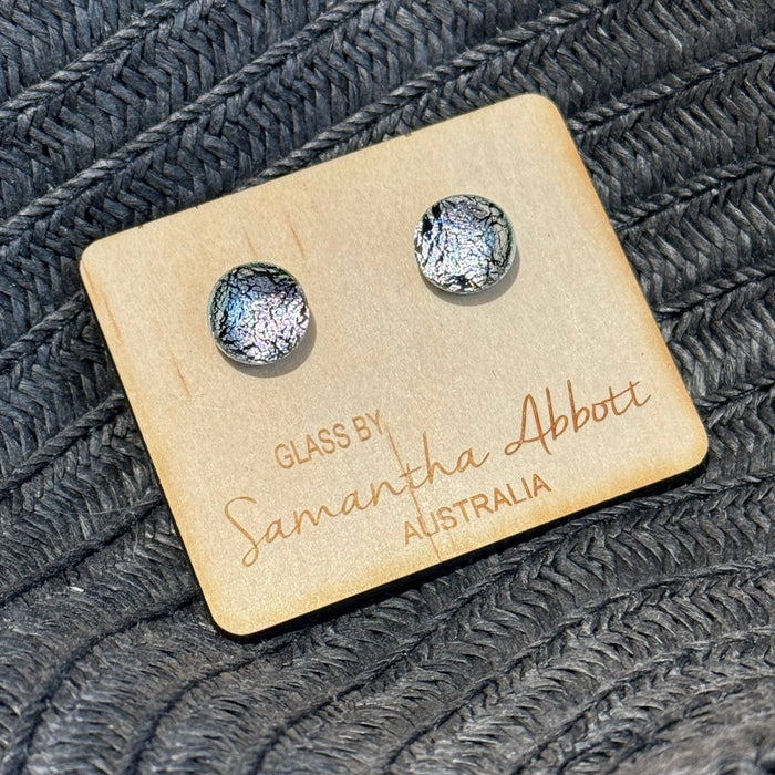 Samantha Abbott - Glass Stud Earrings - Silver Black