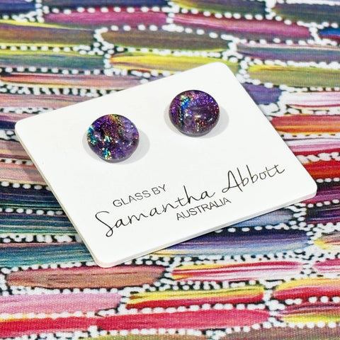 Samantha Abbott - Glass Stud Earrings - Pink Galaxy