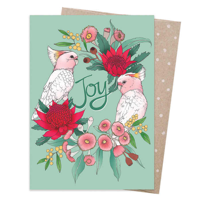 Victoria McGrane - Christmas Card - Pink Cockatoo Wreath