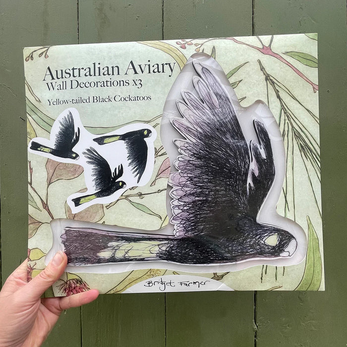 Bridget Farmer - Australian Aviary - Wall Decorations - Yellow-tailed Black Cockatoos