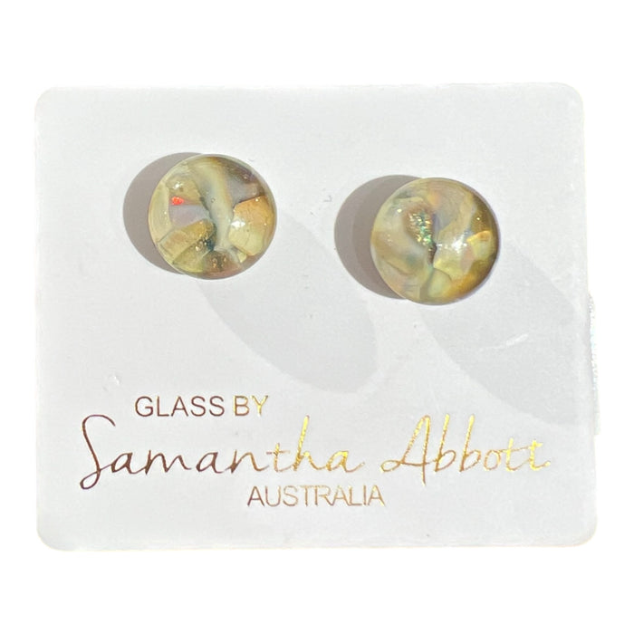 Samantha Abbott - Glass Stud Earrings - Earthy Sage