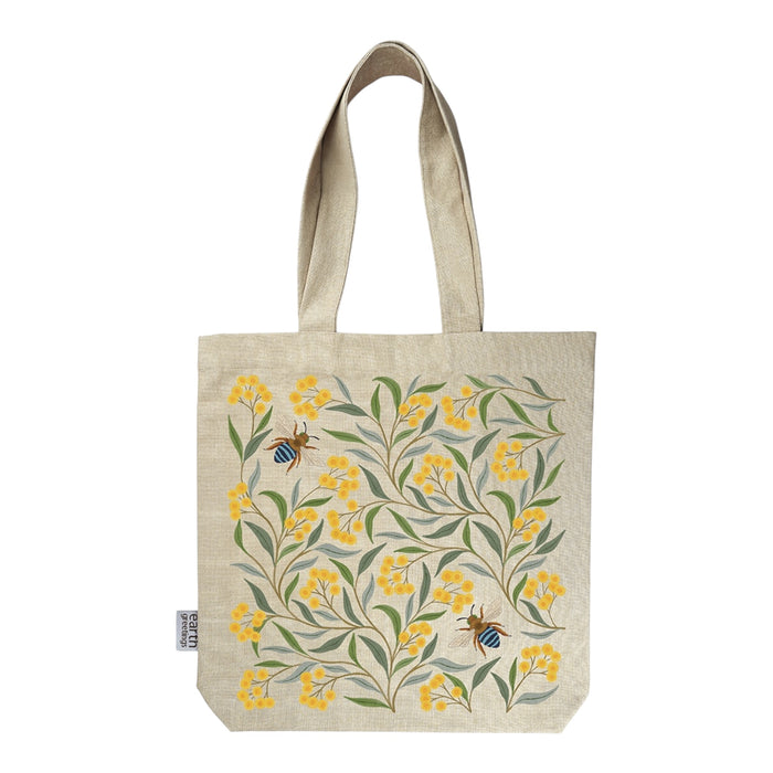 Earth Greetings - Organic Cotton Tote Bag - Wattle & Bee