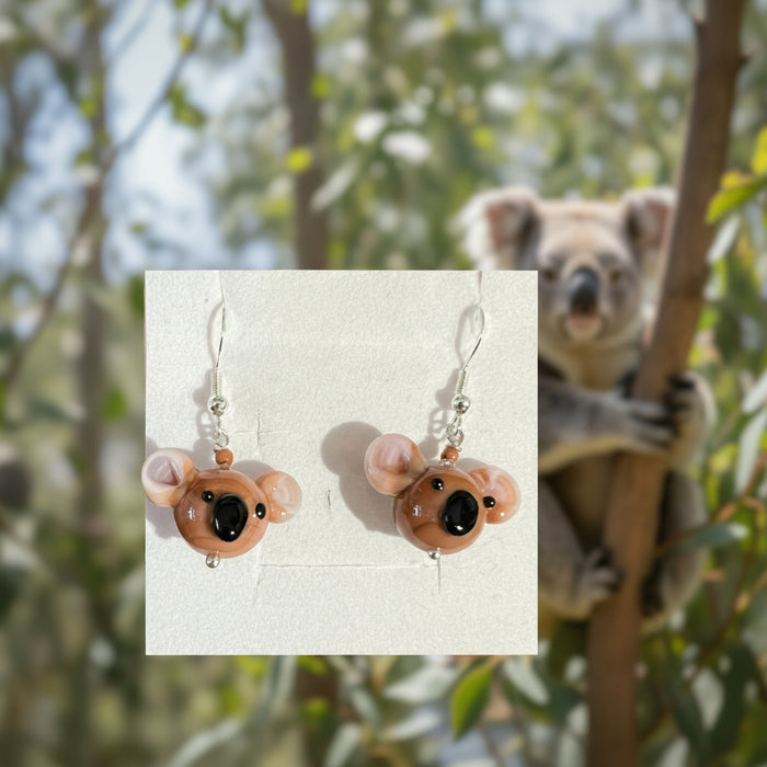 Samantha Abbott - Koala- Glass Earrings - Brown