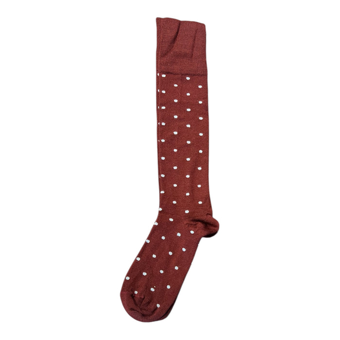 Tightology - Long Merino Wool Socks - Dotty Burgundy