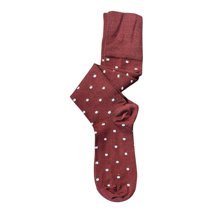 Tightology - Long Merino Wool Socks - Dotty Burgundy
