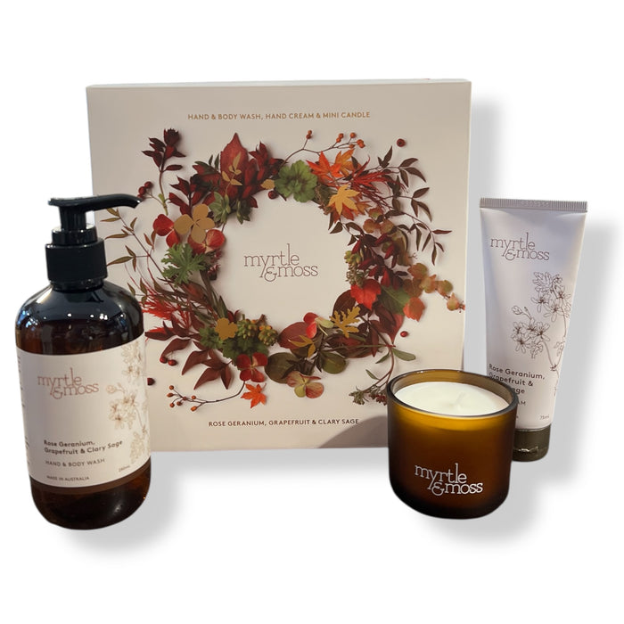 Myrtle & Moss - Christmas Trio - Rose Geranium, Grapefruit & Clary Sage