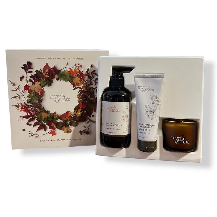 Myrtle & Moss - Christmas Trio - Rose Geranium, Grapefruit & Clary Sage