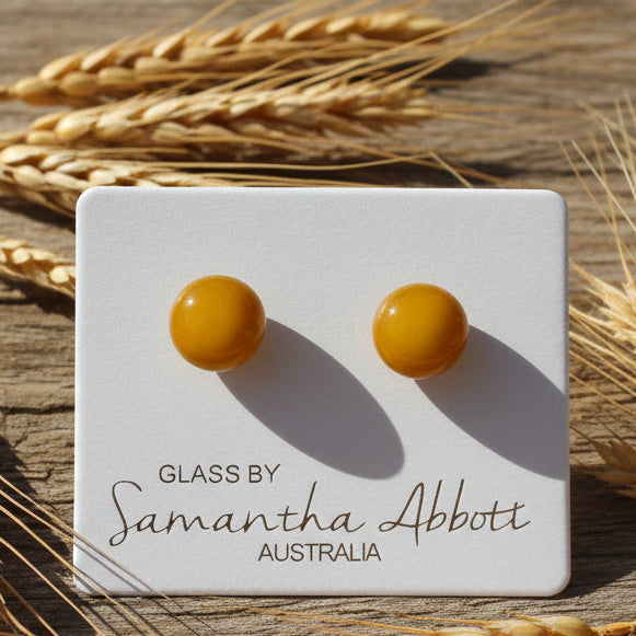 Samantha Abbott - Glass Stud Earrings - Yellow