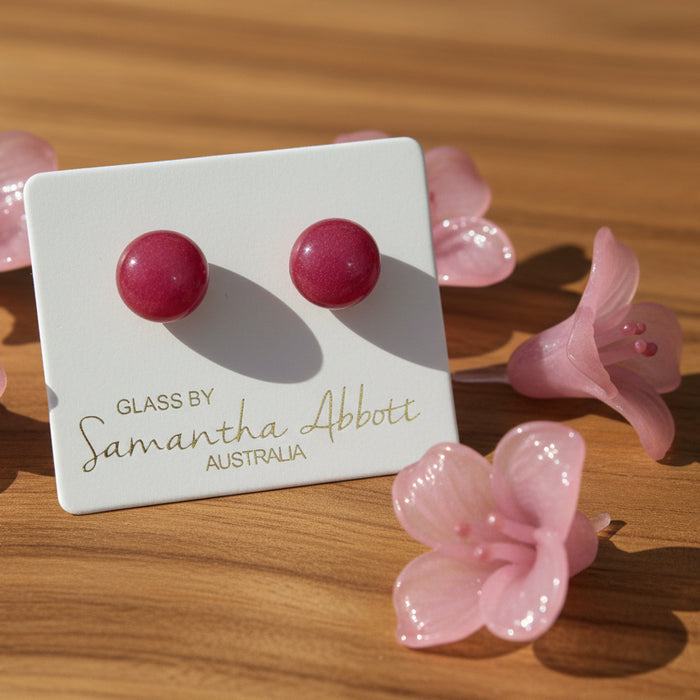 Samantha Abbott - Glass Stud Earrings - Pink