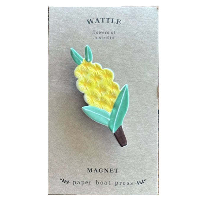 Paper Boat Press - Ceramic Australian Native Flower Magnet - Wattle