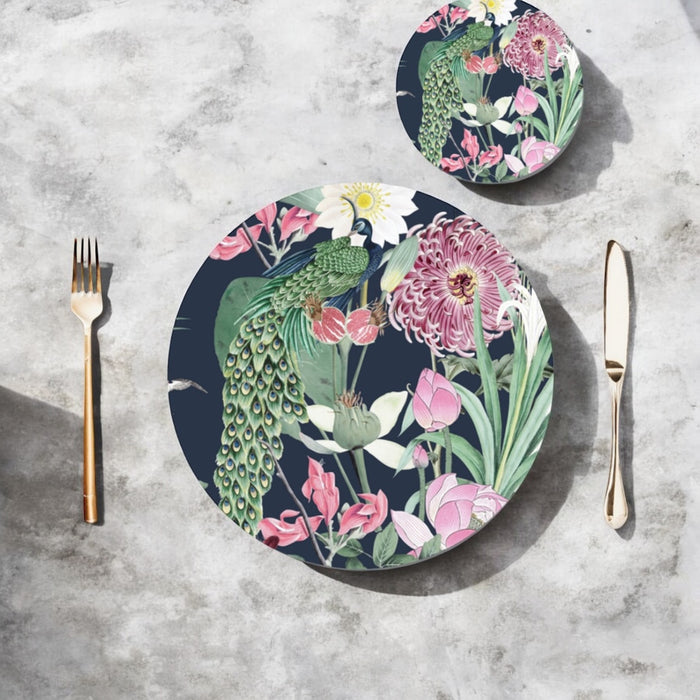 Banksia Blue - Coaster - Bamboo Bloom Black