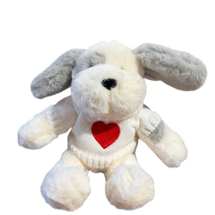 Petite Vous - Mini Henry Grey & White Dog with Heart Jumper Soft Toy