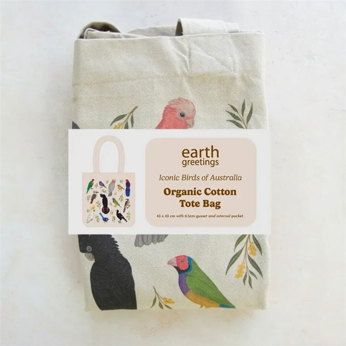 Earth Greetings - Organic Cotton Tote Bag -Iconic Bird of Australia
