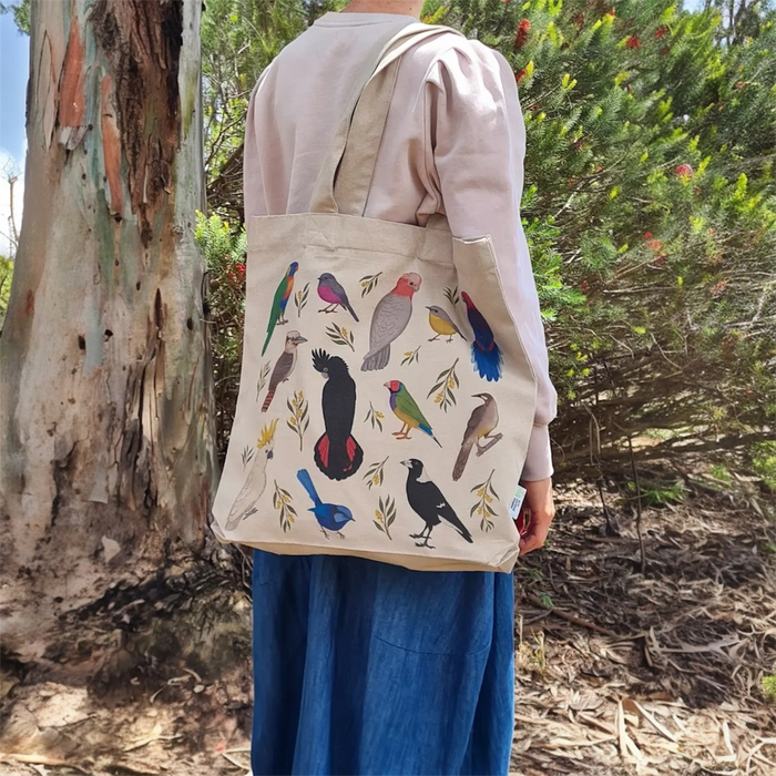Earth Greetings - Organic Cotton Tote Bag -Iconic Bird of Australia