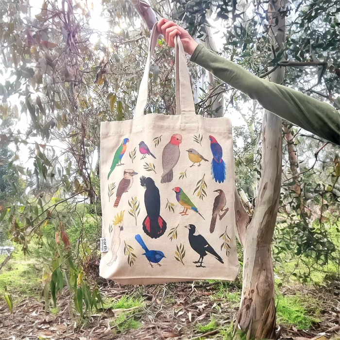 Earth Greetings - Organic Cotton Tote Bag -Iconic Bird of Australia