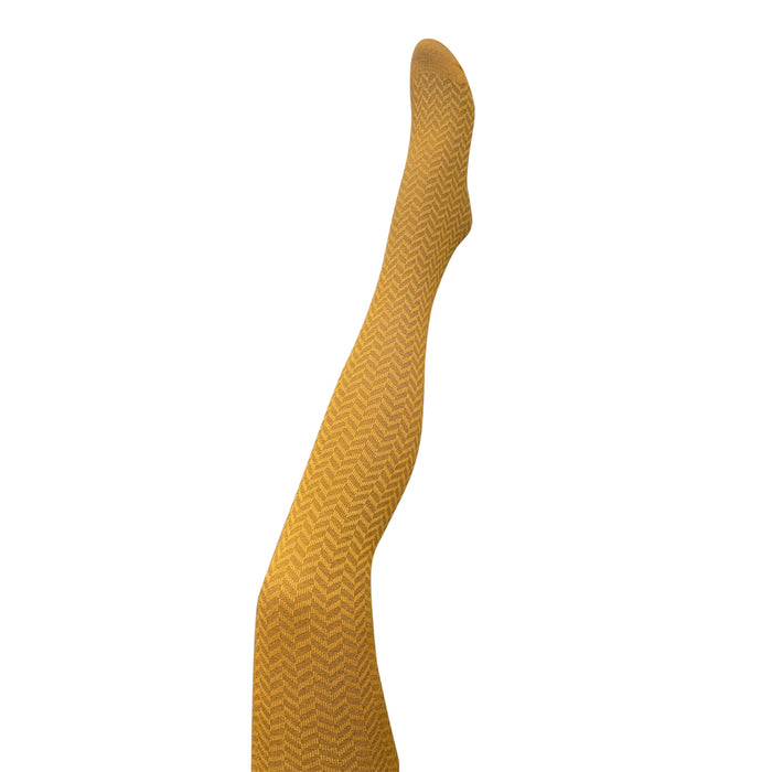 Tightology - Herringbone - Merino Wool Tights - Mustard