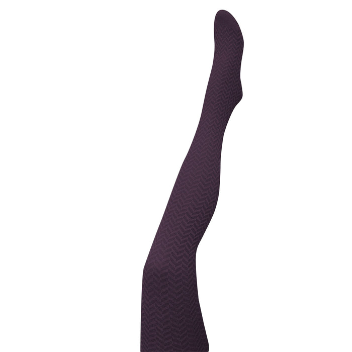 Tightology - Herringbone - Merino Wool Tights - Plum