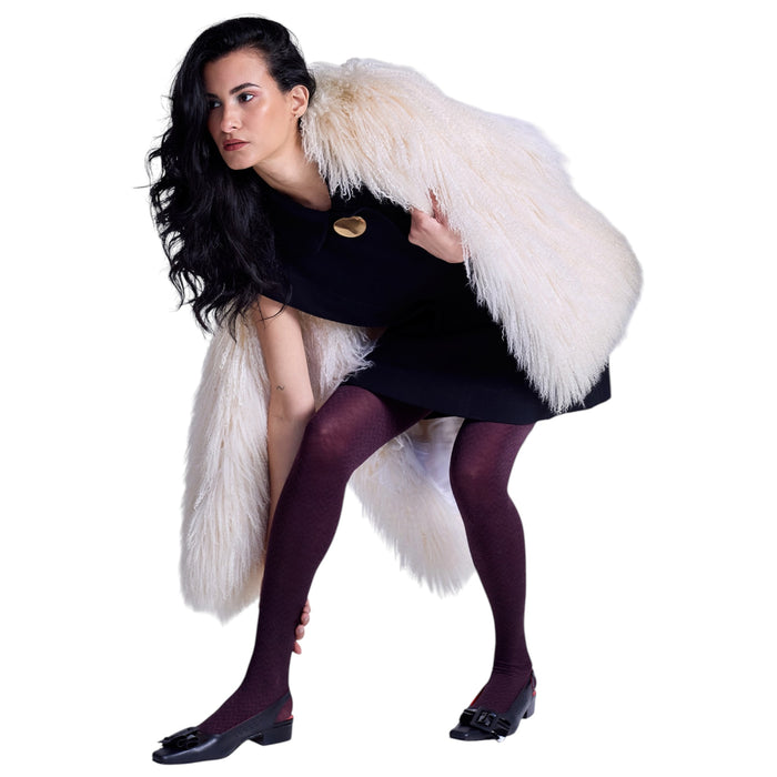 Tightology - Herringbone - Merino Wool Tights - Plum