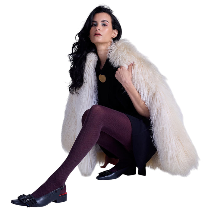 Tightology - Herringbone - Merino Wool Tights - Plum