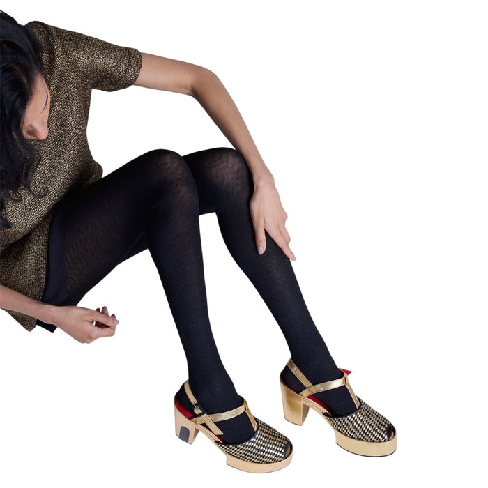 Tightology - Herringbone - Merino Wool Tights - Black