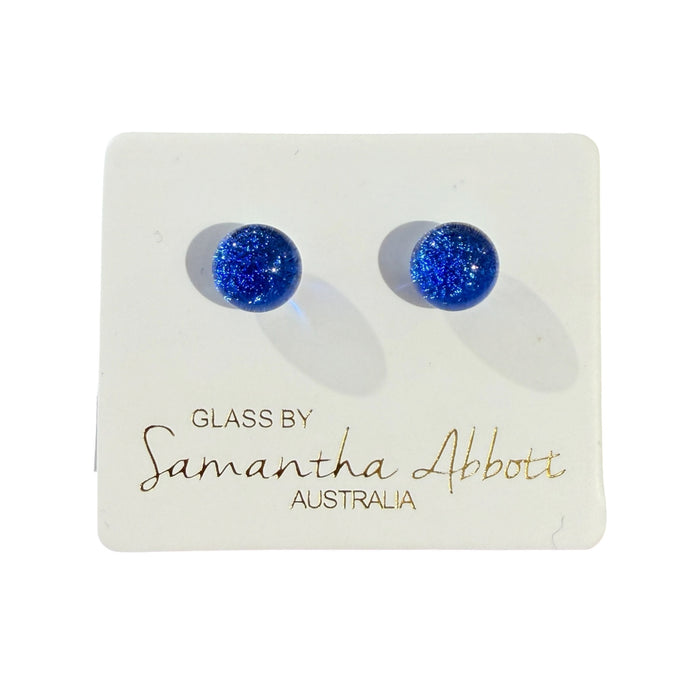 Samantha Abbott - Glass Stud Earrings - Cobalt Sparkle