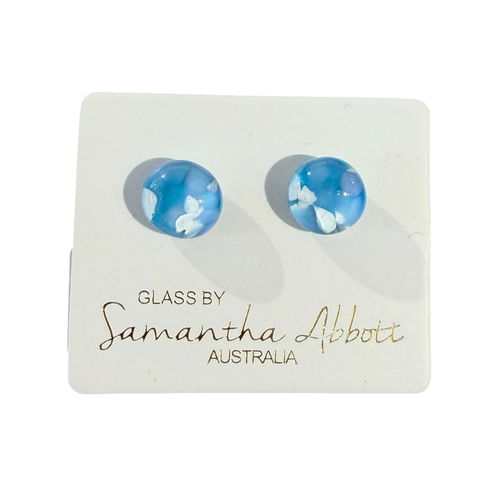 Samantha Abbott - Glass Stud Earrings - Light Cloudy Sky