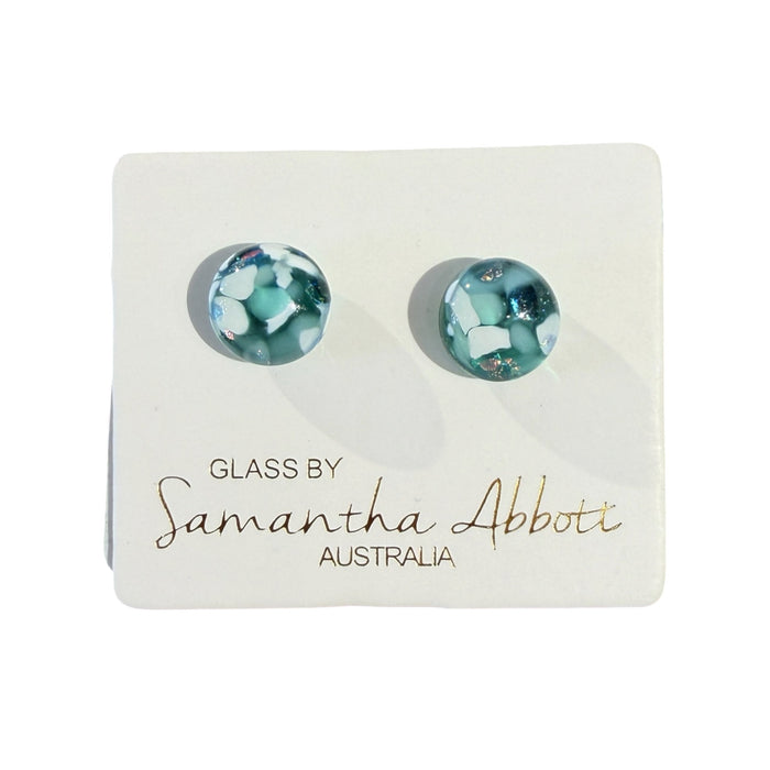 Samantha Abbott - Glass Stud Earrings - Dark Earthy Sparkle Glass