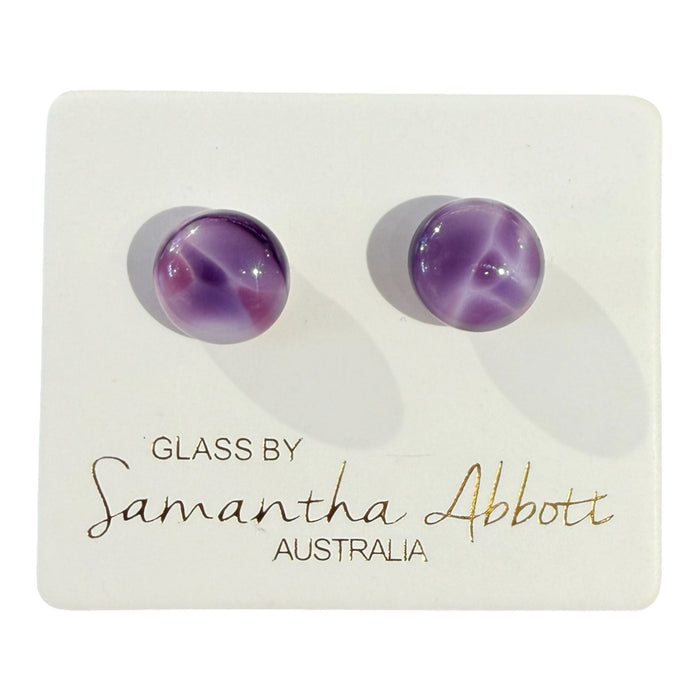 Samantha Abbott - Glass Stud Earrings - Wildberry