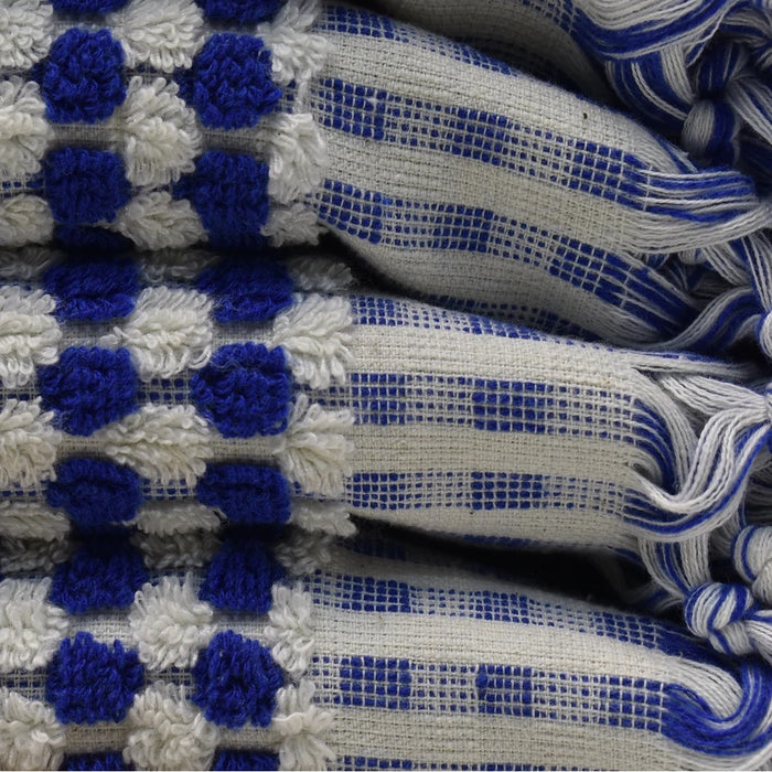 Turkish 'Pom Pom' Hand Towel - Lapis Lazuli