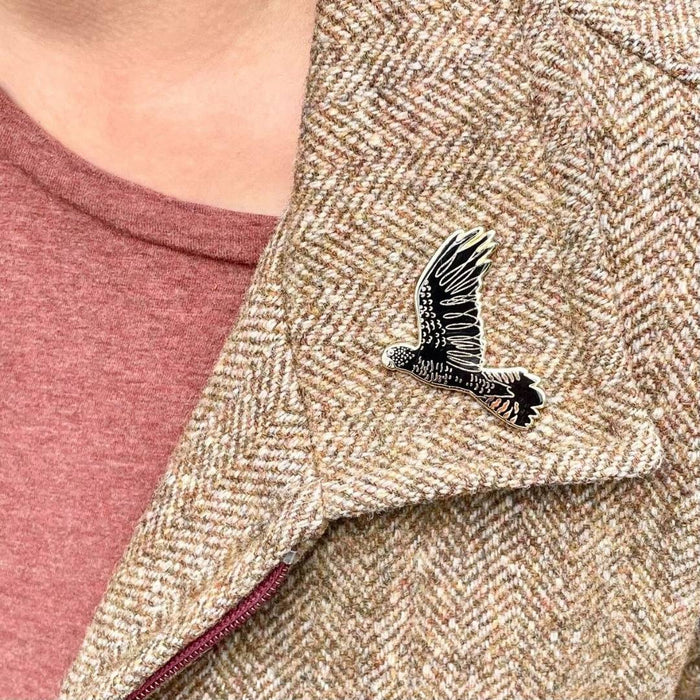 Bridget Farmer - Enamelled Lapel Pin - Red-tailed Black Cockatoo in Flight